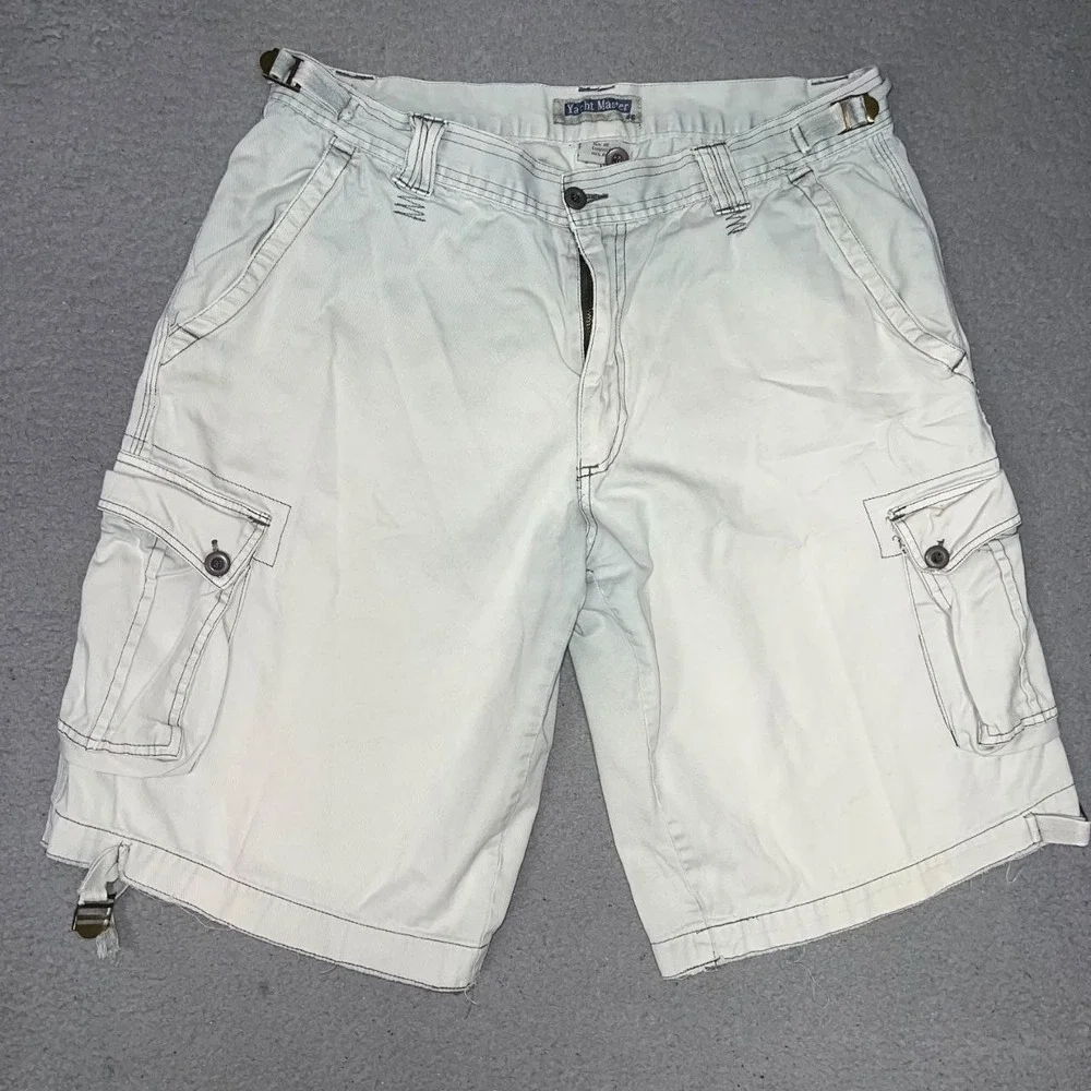 VTG Yacht Master Shorts Men's Sz 46 (34x12) Beige Cargo Pockets Utility Gorp Y2k